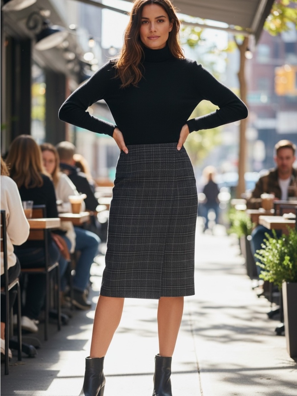 NWT Vince Camuto, windowpane check pattern Wool blend pencil skirt, sz 16